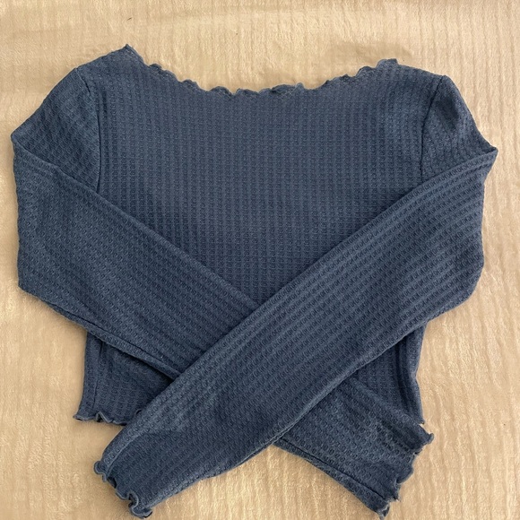 SHEIN Blue Waffleknit Top - Picture 2 of 3